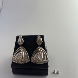 Vintage Sterling Silver Dangle Earrings Art Deco